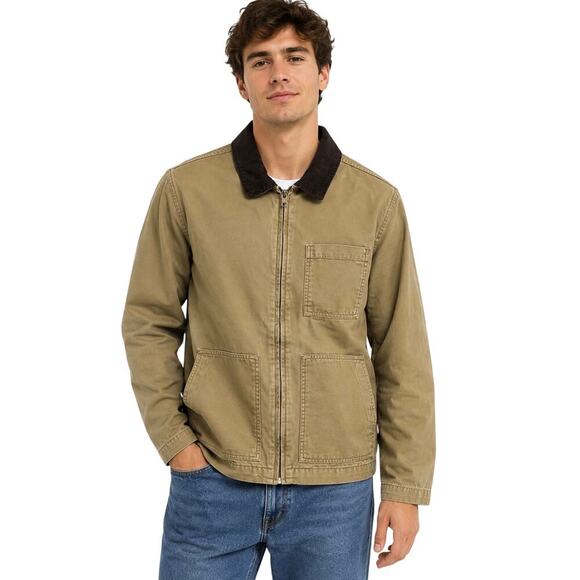 GAP Jackets & Blazers - Gap Men's Relaxed Canvas Utility Jacket Brown Corduroy Collar Front Zipper M